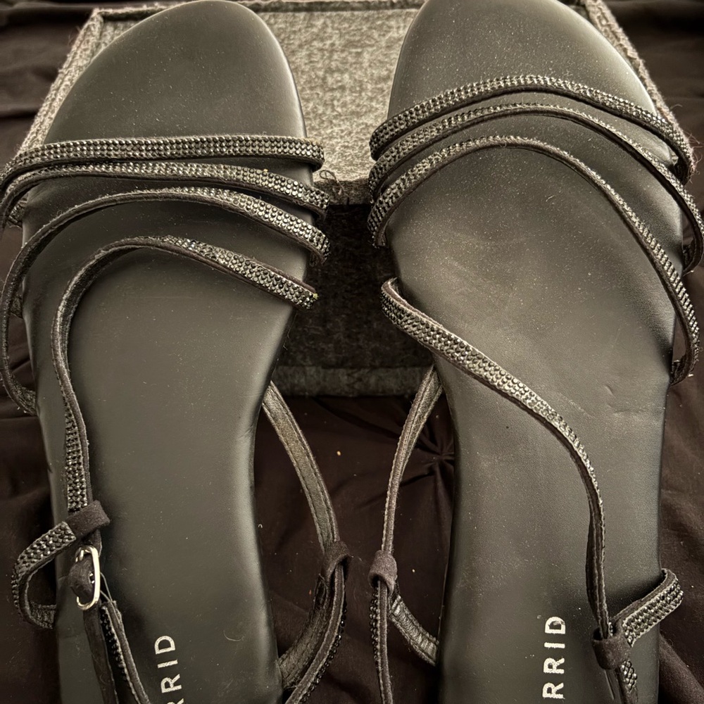 Torrid Black Sparkly Strap Sandals